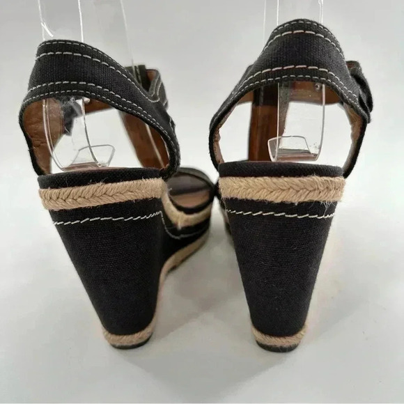 Franco Sarto womens sandals size 6 black canvas platform wedge Espadrilles - Picture 4 of 13
